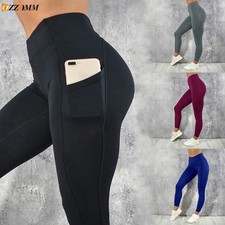 Women High Waisted Yoga Pants Leggings With Pockets Soft Stretch Fitness Pants