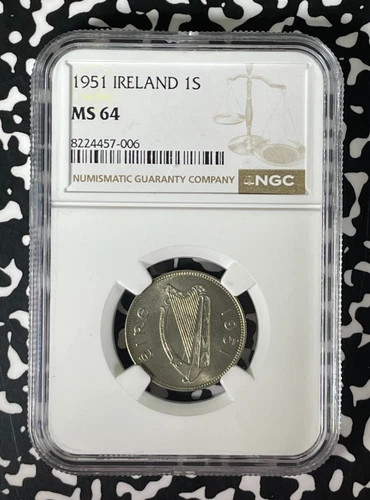 1951 Ireland 1 Shilling NGC MS64 Lot#G257 Choice UNC!