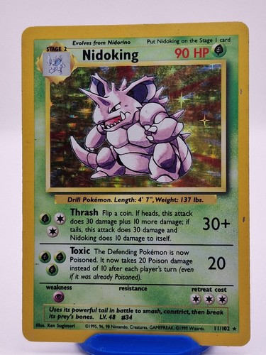 Nidoking Holo Card Base Set 11/102 Pokémon TCG English 