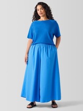 Conjunto Pantalón Falda Popelina Algodón Orgánico Eileen Fisher Top Lino XL Calypso Boho