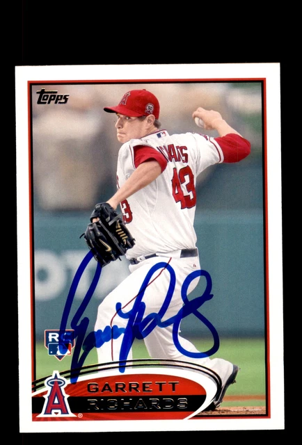 Signierte Baseballkarte Auto Garrett Richards 2012 Topps #575 Los Angeles Angels