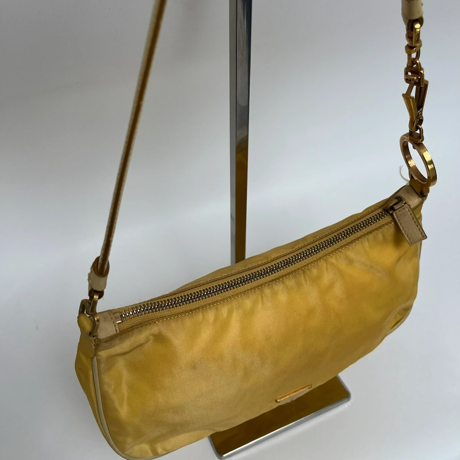 Prada 00’s Vintage Nylon Yellow Pochette Shoulder Bag image 3