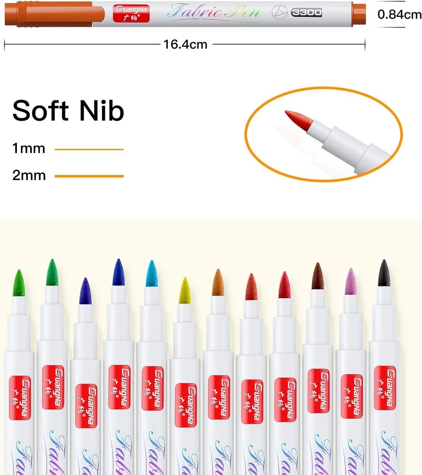 12 Stück Textilstifte Textilmarker Waschmaschinenfest Stoffmalstifte Waschfest P - Bild 3 von 4