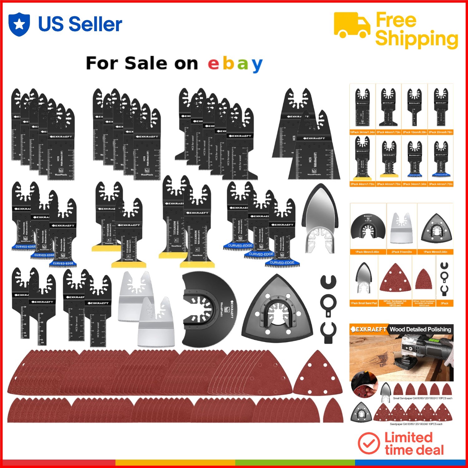 136-Piece Oscillating Multi-Tool Blade Kit for Wood Metal Plastic Cutting Sanding