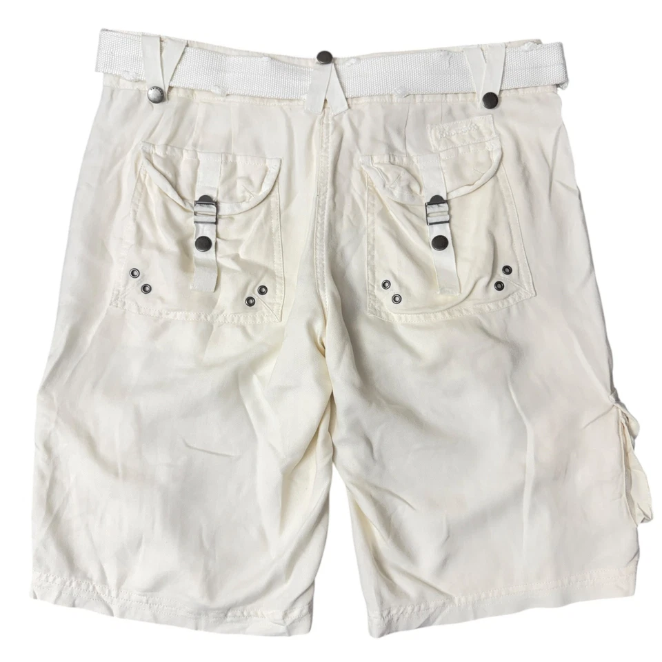 Da-NANG Silk Cargo Shorts Womens Small Ivory Belted Utility Casual Relaxed - Image 2 of 4