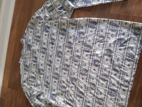 $100 All Over Print Long Sleeve Size XL - Picture 6 of 6