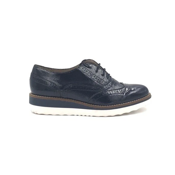 Boden Navy Blue Patent Leather Willa Platform Brogues US Size 6 UK 37