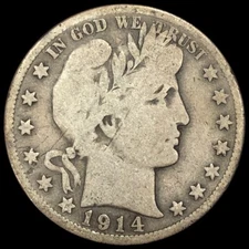 1914-S Barber Half Dollar Low Grade FULL RIM Better Date 50C A457