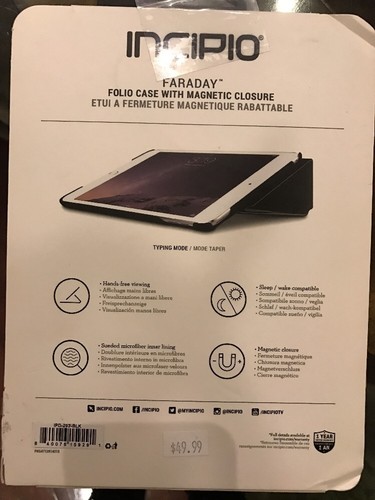 Incipio Faraday Folio Case w Magnetic Foldover Closure For Apple iPad Mini 4 NIB - Picture 2 of 2