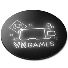 Round Mouse Mat (bw) - Virtual Reality VR Games Gaming  #42210