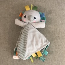 Taggies Bright Starts Elephant Lovey Grey Security Blanket Plush Satin Tags