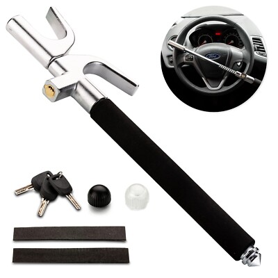 Zento Universal Steering Wheel Lock Adjustable Length Double Hook Retractable