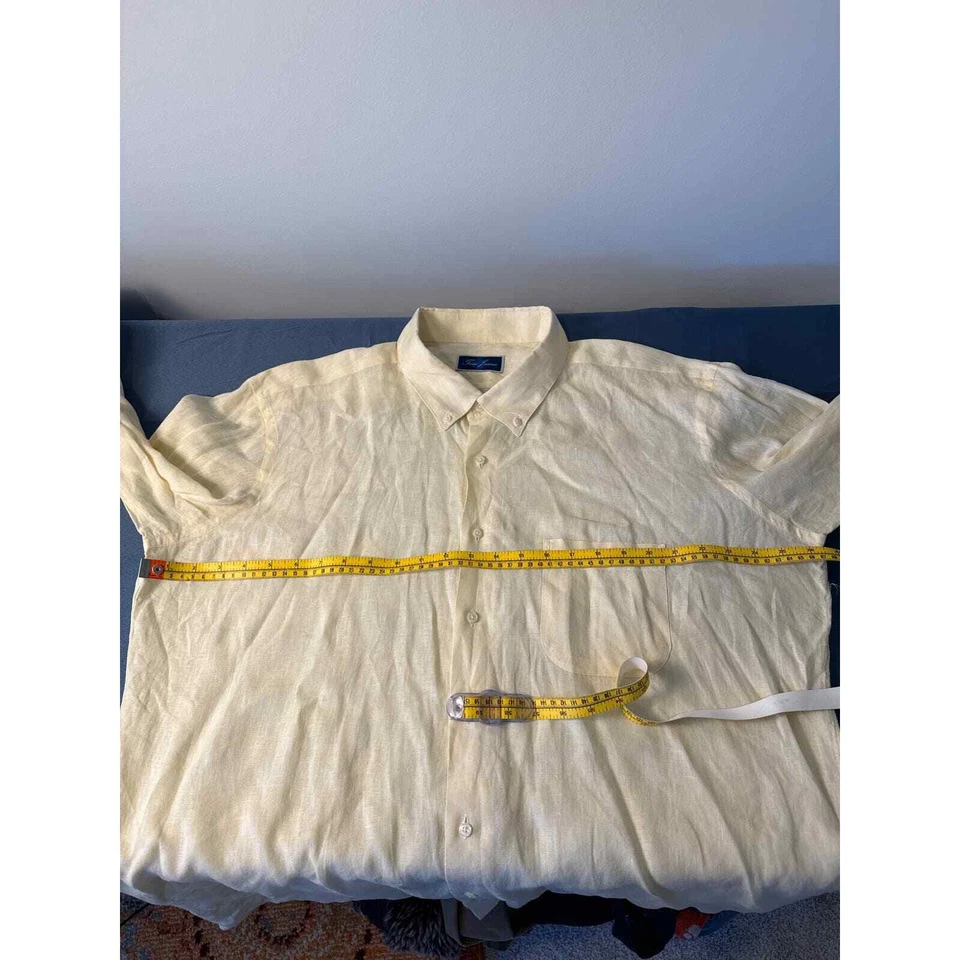 Tom James Yellow Linen Custom Made Button Down Oxford Shirt Pre-owned - Image 4 of 4
