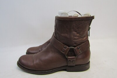 FRYE Womens Size B Brown Leather Harness High Ankle Fashion Boots
