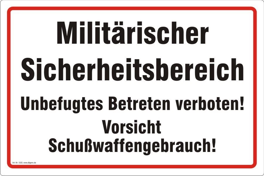 OPTI-DRUCK Militärischer Sicherheitsbereich Schild Verbotsschild Lebensgefahr Nr. 3320