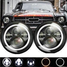 Pour Ford MUSTANG 1965-1978 7 " Pouce Rond LED Phares Paire Halo DRL Ange Yeux