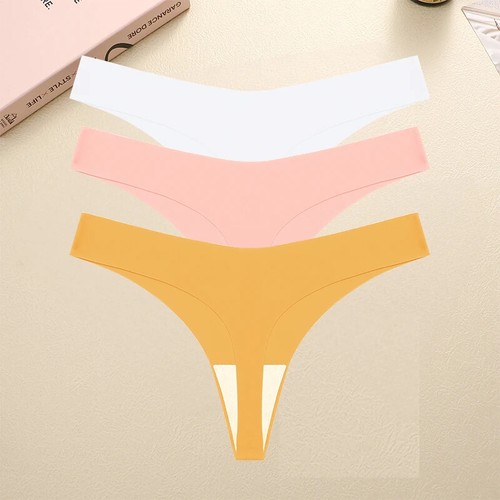 1/3PCS Seamless Thong Women Ice Silk T-back Breathable Crotch Briefs Lingerie - Bild 23 von 36