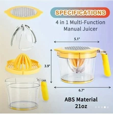 Manual Citrus Juicer Cup – Easy-to-Use Plastic Orange and Lemon Squeezer