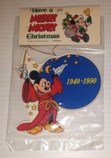 DISNEY MICKEY MOUSE SORCERER'S APPRENTICE WOODEN CHRISTMAS ORNAMENT FANTASIA
