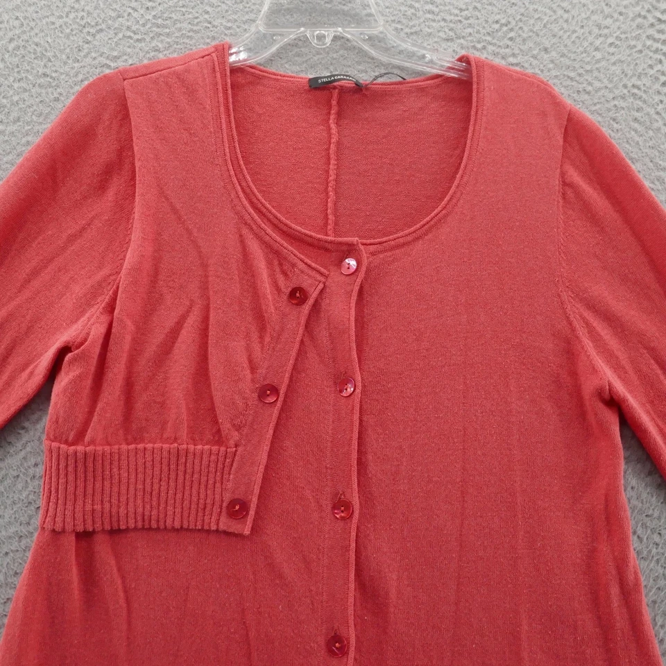 Cárdigan Suéter Stella Carakasi Asimétrico Grande Rojo Coral Mujer Cáñamo Largo Foto 3 de 4