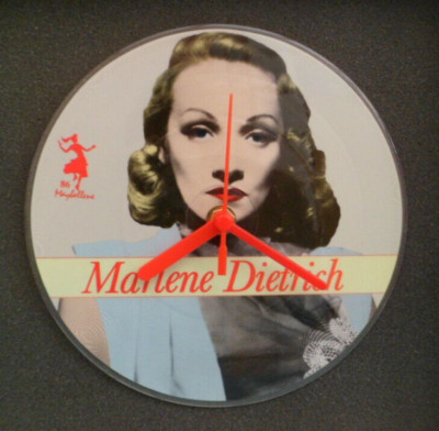 MARLENE DIETRICH CLOCK Upcycled Vinyl Record Hit Single Picture Disc PD71014