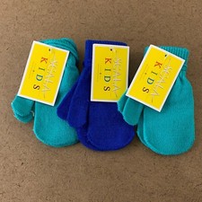 Scala Kids One Size Teal Royal Blue Stretch Knit Mittens 3 Pairs NWT
