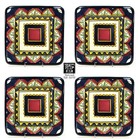 Tabletops Gallery MEDITERRANEAN 8.5" Square Salad Plate Set 4 Blue Red Gold NWT