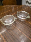 Lot Of 2- Small Vintage PYREX 019 Clear Glass Bowl Baking Casserole With Lids