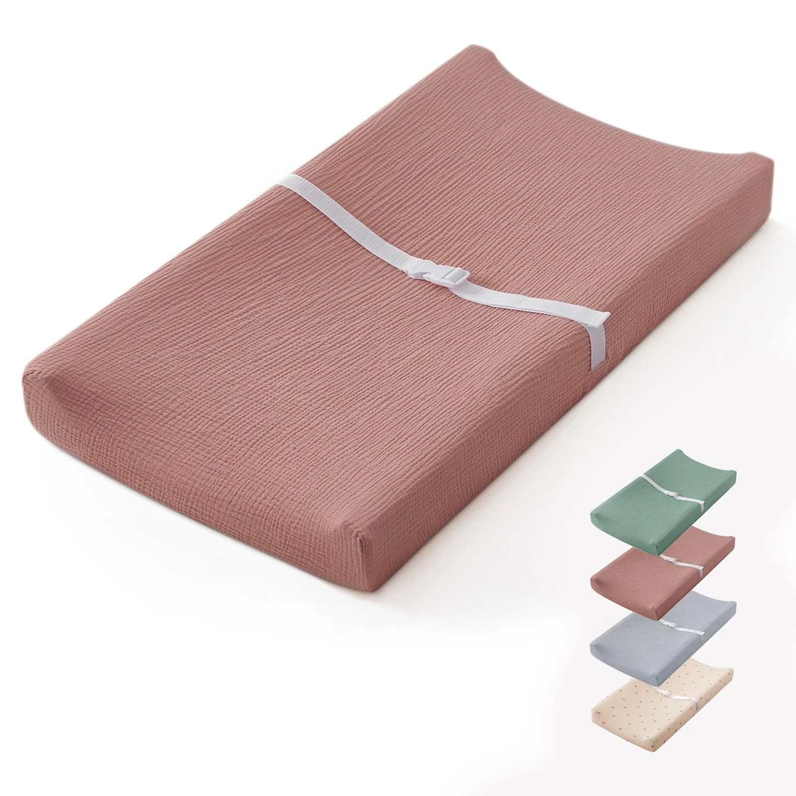 Muslin Baby Changing Pad with Waterproof Lining Foam, Diaper Changing Table P...