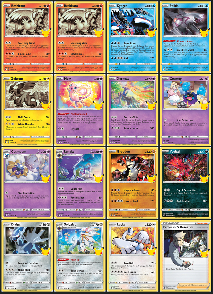 Complete NM 16 Holo Celebrations Set - Pokemon 25th Anniversary