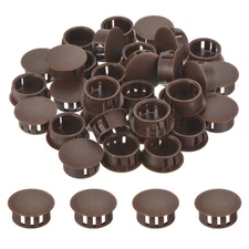 32Pcs 20mm Brown Nylon Plastic Round Locking Hole Plugs Insert End Caps