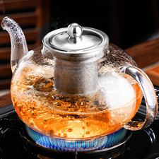 Glass Teapot Stovetop 40 OZ/1200ml, Borosilicate Clear Tea Kettle with Removable