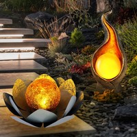 AußEnlampe Gartendeko Solarleuchte Led Flamme Balkonleuchte Lotusblume 2Er Set