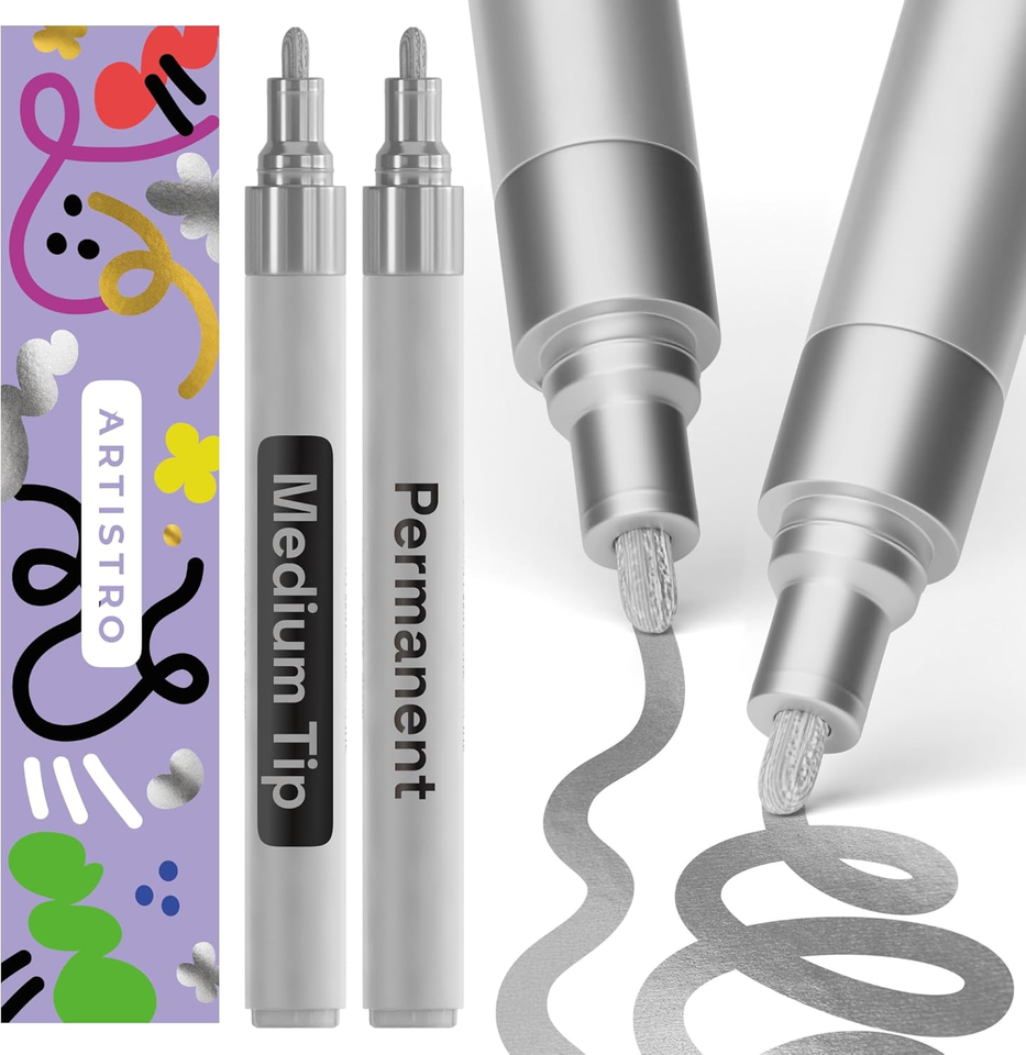 Markers For Rocks 2 Silver Permanent Marker - Waterproof Markers for Tire, Fabric, Rocks ...