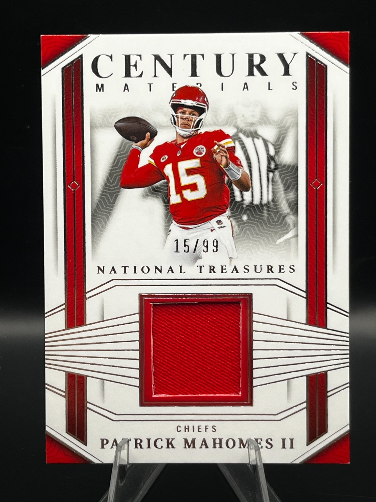 2023 National Treasures Century Materials Patrick Mahomes #15/99 Jersey Number view 1