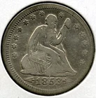1853/4 Seated Liberty Silver Quarter - Arrows + Rays - Q753