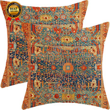 Boho Pillow Covers 18X18 Set of 2, Red Bohemian Ethnic Design Decorative Throw P