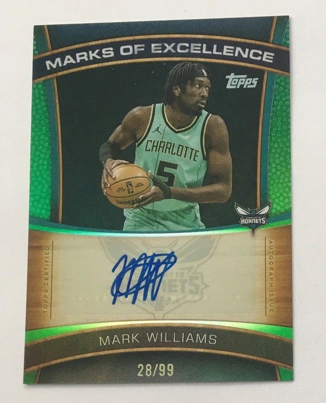 2025-26 Topps #d /99 Marks of Excellence Green Rainbow Insert Mark Williams Auto