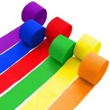 6 Crepe Paper Streamers Rolls, 492ft 6 Colors Rainbow Streamers for Birthday ...
