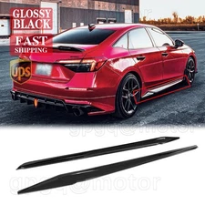 For Honda Civic Sedan 22-25 HPD Style Gloss Black Side Skirt Extension Splitter