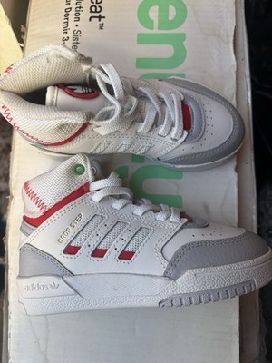 adidas Drop Step Unisex Kids High Top Athletic Sneakers White Gray Red