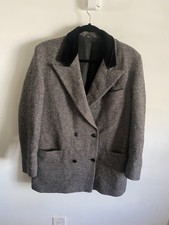 Vintage Laura Ashley Tweed Herringbone Blazer With Velvet Collar Size 10