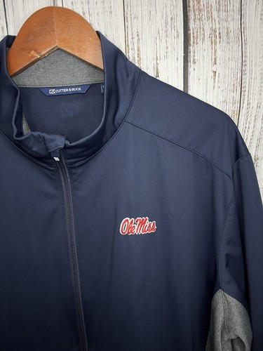 Ole Miss Cutter & Buck Men’s Zip Up Jacket Blue Gray Size 2XL - Picture 5 of 14
