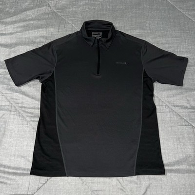 Merrell Opti-Wick Men's Solid Black/Gray 1/4 Zip Collared Short Sleeve Polo M
