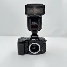 Nikon N90 35mm SLR Film Camera with SB25 Speedlight Flash Tested Working
