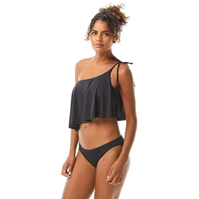 Camiseta Tankini Vince Camuto L101524 Negra Malla Recortes Un Hombro SOLO Talla S Foto 3 de 4