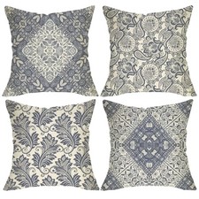 Vintage Floral Decorative Throw Pillow Covers 18 x 18 Set of 4, Retro Paisley