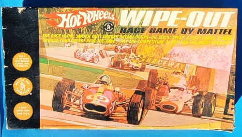 Hot Wheels Wipe Out Vintage Race Game Board Mattel 1968  Complete!