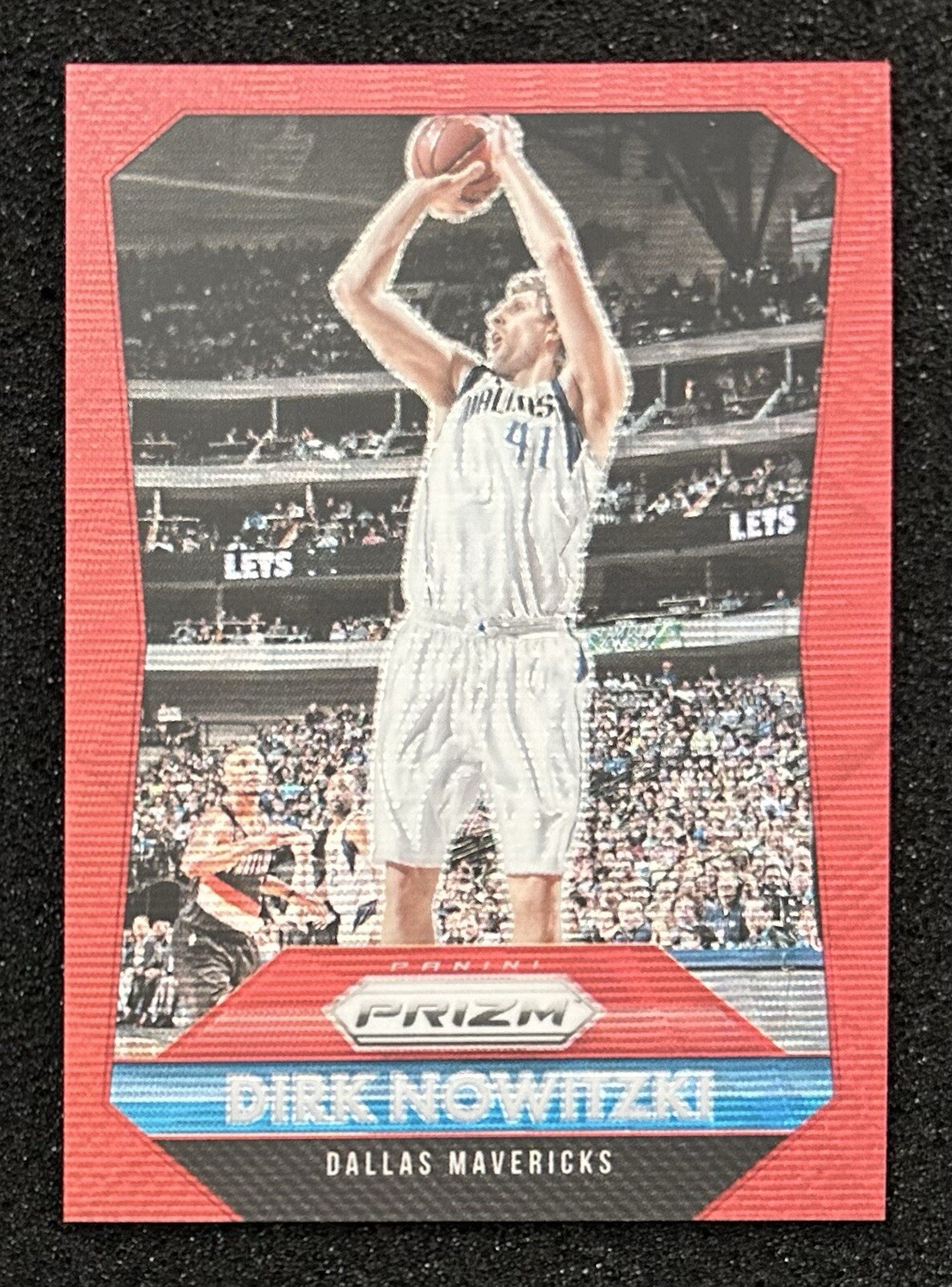 2015 Prizm #50 Dirk Nowitzki Red Ruby Wave Prizm /350 SP HOF Mavericks