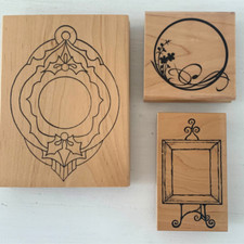 3 Wooden Rubber Mounted Stamps - Christmas Theme